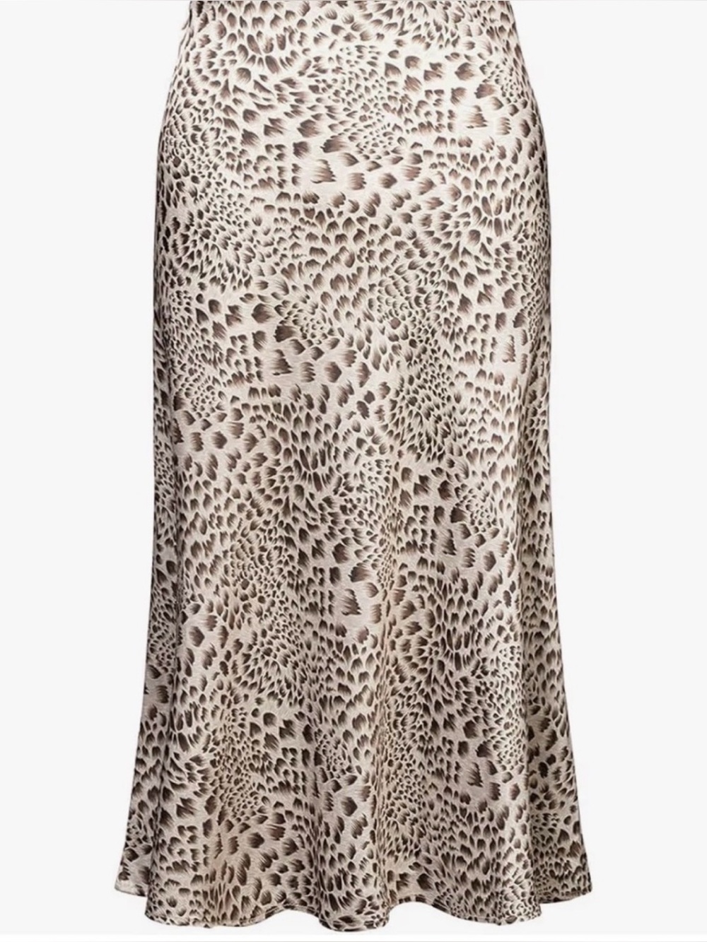 Women Skirts Mdi Leopard Light Print Brown and Cream Slip Skirt
